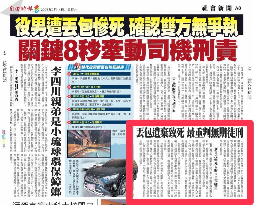 文章圖片：台64線這起案件，檢方以「遺棄致死」起訴，社會直覺反應多半…
